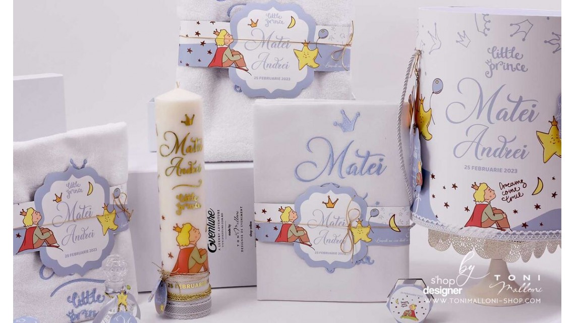 Trusou de botez cu broderie personalizata pentru baieti, Micul print, Le petit prince  17